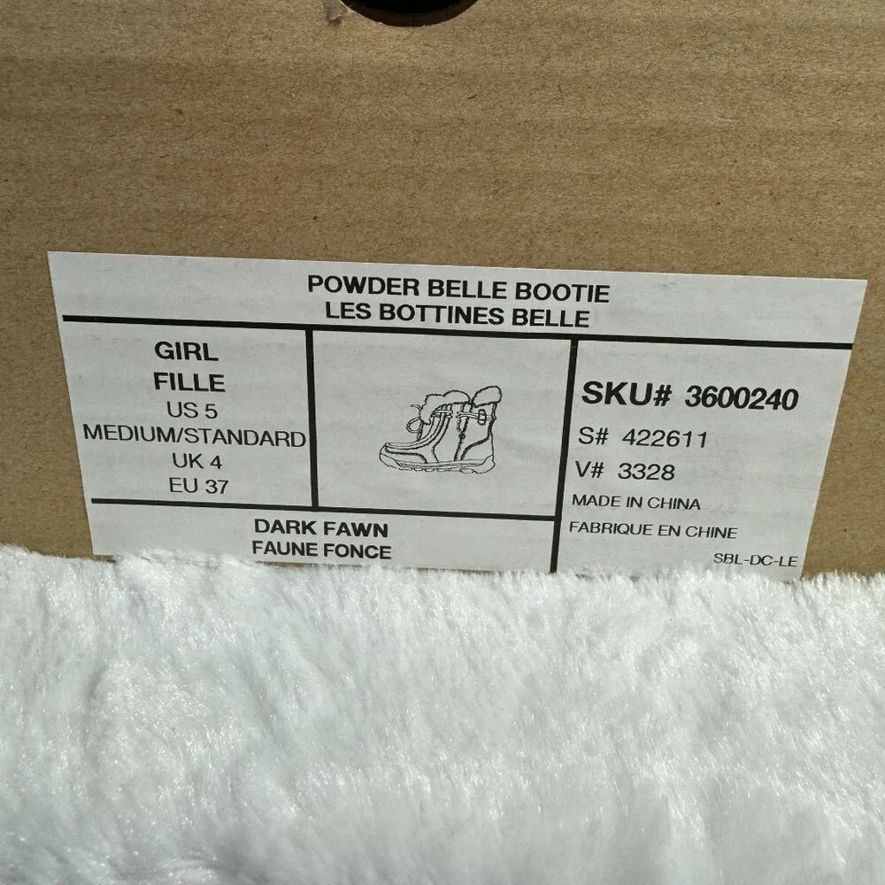 Lands' End Girls Powder Belle Bootie US 5 Medium Thermolite Insole Dark Fawn - Picture 6 of 10